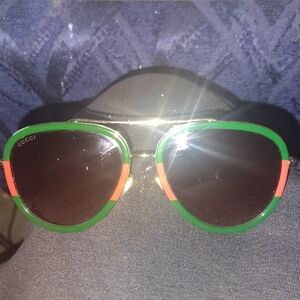 Gucci Sunglasses with Green and Red Accents